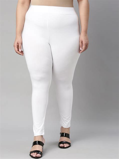 white ankle length leggings